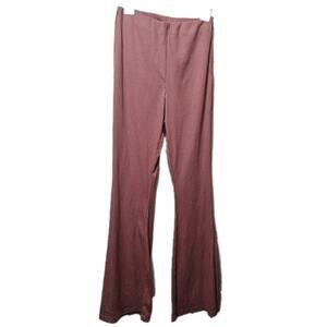 Rosevelvet Ribbed Flare Pants in Dusty Rose